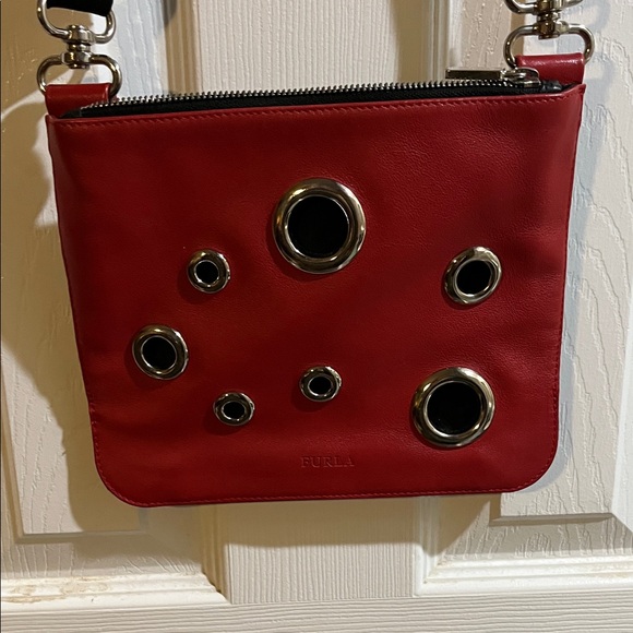 Furla Handbags - Furla Red Crossbody Bag with Silver Accents